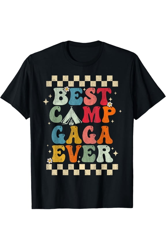 Vintage Best Camp Gaga Ever Retro Groovy Camping T-Shirt