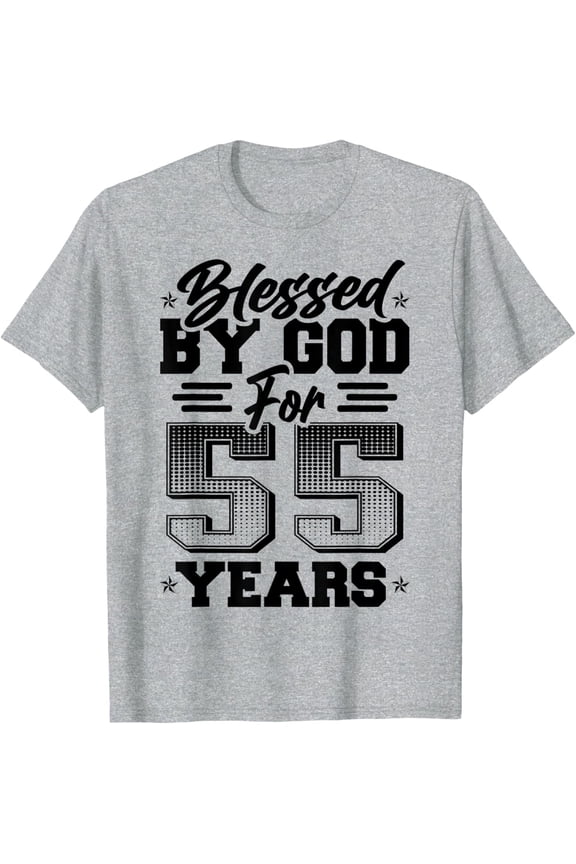 Vintage Blessed God 55 Years Happy Fifty Five 55Th Birthday T-Shirt All Size S-5Xl