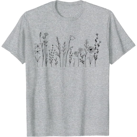 Simple Fit Vintage Flower Graphic For Women Wildflower Floral Gardening T-Shirt