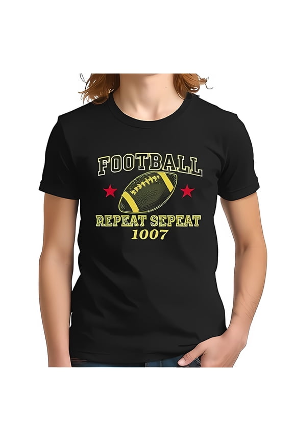 Vintage Football T-Shirt For Men - Font Design Crew Neck Casual -All Cotton All Size S-5Xl