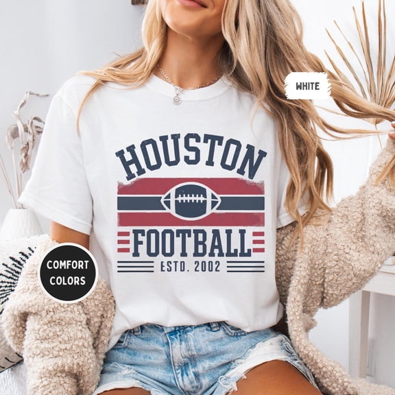 Simple Fit Vintage Houston Football Unisex T-Shirt, Houston Sports Tee, Retro Houston Shirt, Distressed Fan Apparel Gift For Houston Football Lover All Size S-5Xl
