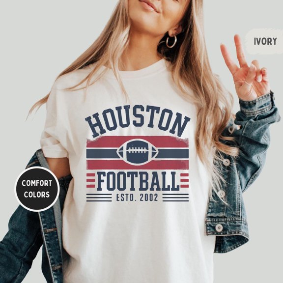 Simple Fit Vintage Houston Football Unisex T-Shirt, Houston Sports Tee, Retro Houston Shirt, Distressed Fan Apparel Gift For Houston Football Lover All Size S-5Xl