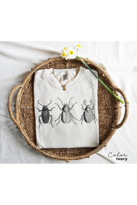 Vintage Insect Shirt, Entomology Tshirt, Cottagecore Shirt, Boho Beetles Print T-Shirt, Dark Academia Graphic, Cottage Core, Biology Shirt All Size S-5Xl