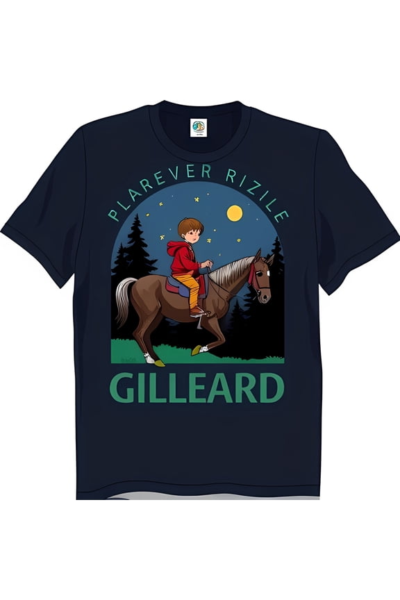 Vintage Inspired Black T-Shirt With Bold Boy On Horse Graphic & Playful Text All Size S-5Xl