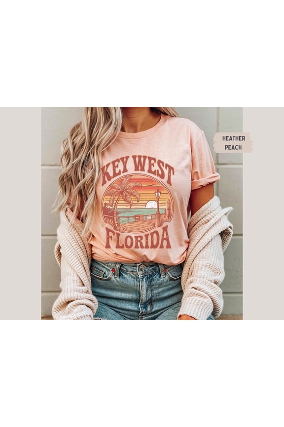 Vintage Key West Tshirt, Retro Florida Tee, Beach Vacation Shirt, Unisex Graphic Top, Summer Souvenir Apparel All Size S-5Xl