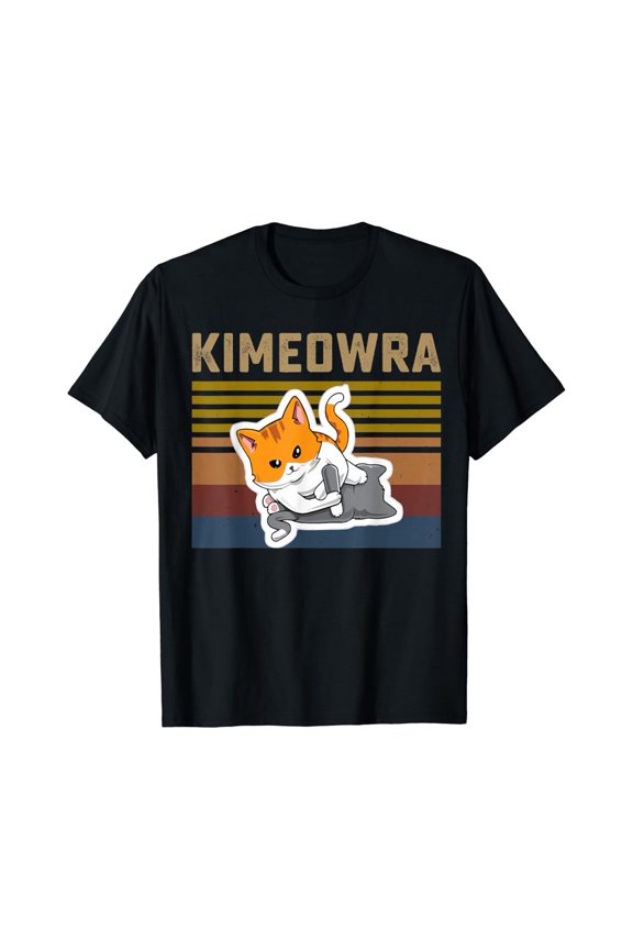 Simple Fit Vintage Kimeowra JIU JITSU Kimura n' Kawaii Kimeowra Cat T-Shirt All Size S-5XL