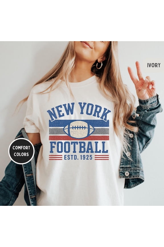 Vintage New York Football Shirt - Unisex Tee, Retro New York Team T-Shirt, Distressed Sports Apparel, Ny Football Fans Gifts All Size S-5Xl