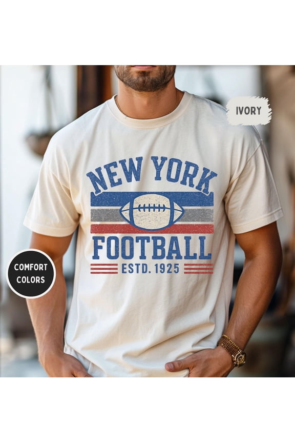 Vintage New York Football Shirt - Unisex Tee, Retro New York Team T-Shirt, Distressed Sports Apparel, Ny Football Fans Gifts All Size S-5Xl