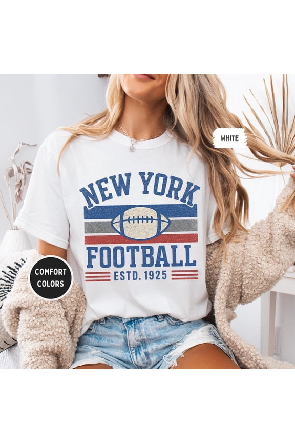 Vintage New York Football Shirt - Unisex Tee, Retro New York Team T-Shirt, Distressed Sports Apparel, Ny Football Fans Gifts All Size S-5Xl