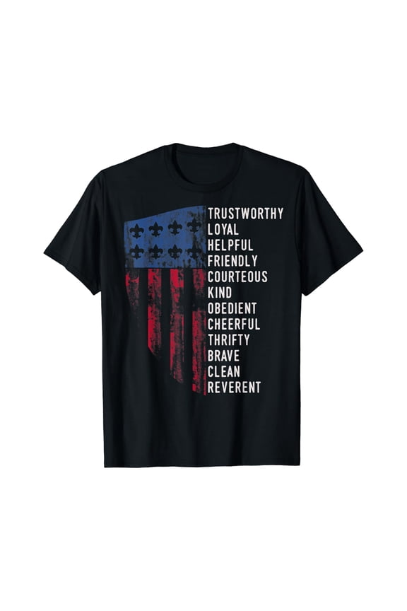 Vintage Scouting Gift | Us America Flag Scouting Law T-Shirt