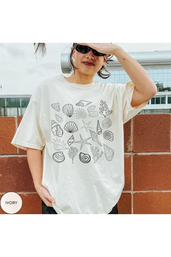 Vintage Seashell Shirt Mermaidcore Clothing Shell T Shirt Trendy Ocean Animal Shirt Beachy Shirt S-5Xld Tshirt Mermaid Tee