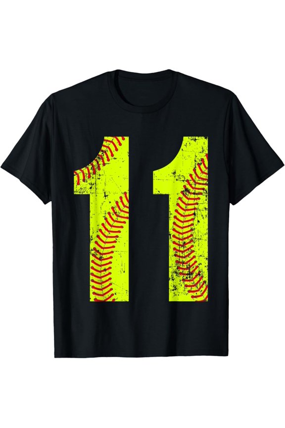Vintage Softball 11 Jersey Number T-Shirt All Size S-5Xl