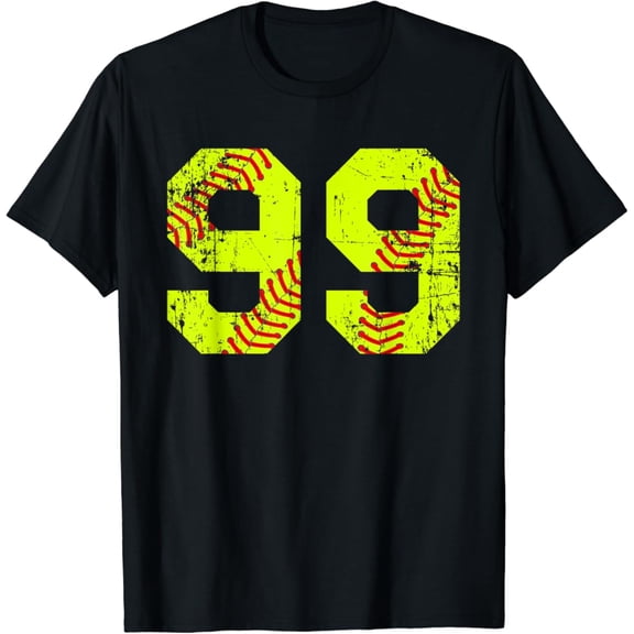 Simple Fit Vintage Softball 99 Jersey Number T-Shirt All Size S-5Xl