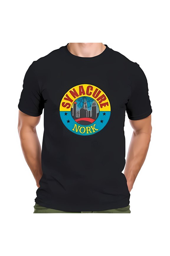 Vintage Style Cotton Short Sleeve T-Shirt With Synacure Cityscape -All-Cotton All Size S-5Xl