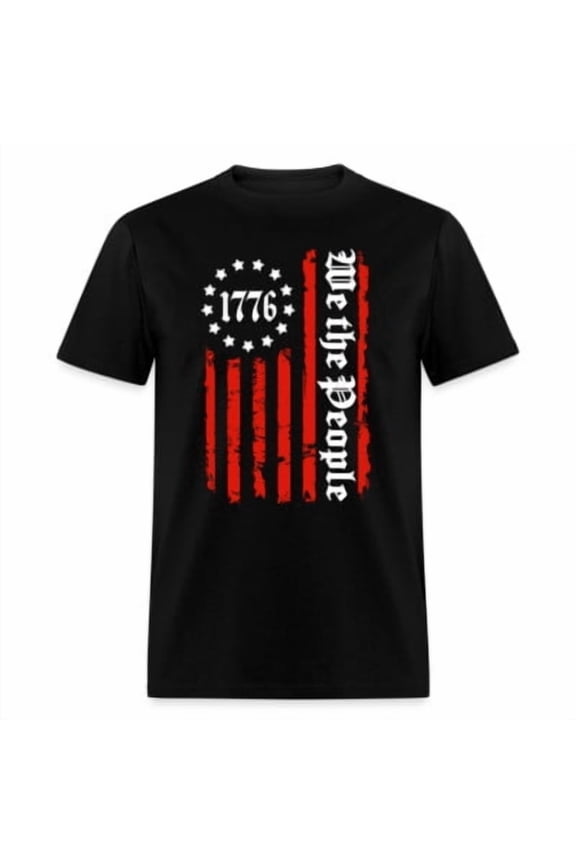 We The People 1776 T-Shirt Flag with Red Stripes All Size S-5XL