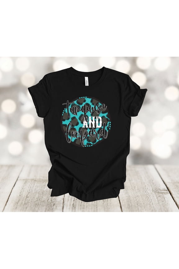 Western Shirt, Turquoise And Leopard, Cowboy Design, Soft Unisex Tee, Plus Size Available All Size S-5XL
