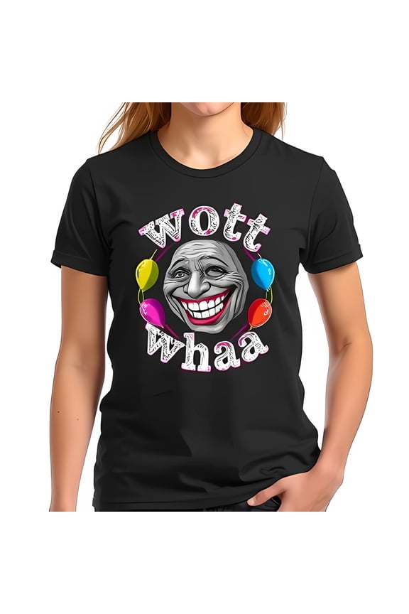 Whimsical Cartoon Face T-Shirt With Colorful - Fun 'Wott' & -All Cotton All Size S-5Xl