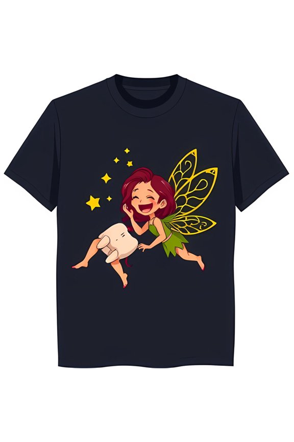 Whimsical Tooth Graphic On Black T-Shirt Fun & Unique Design All Size S-5Xl