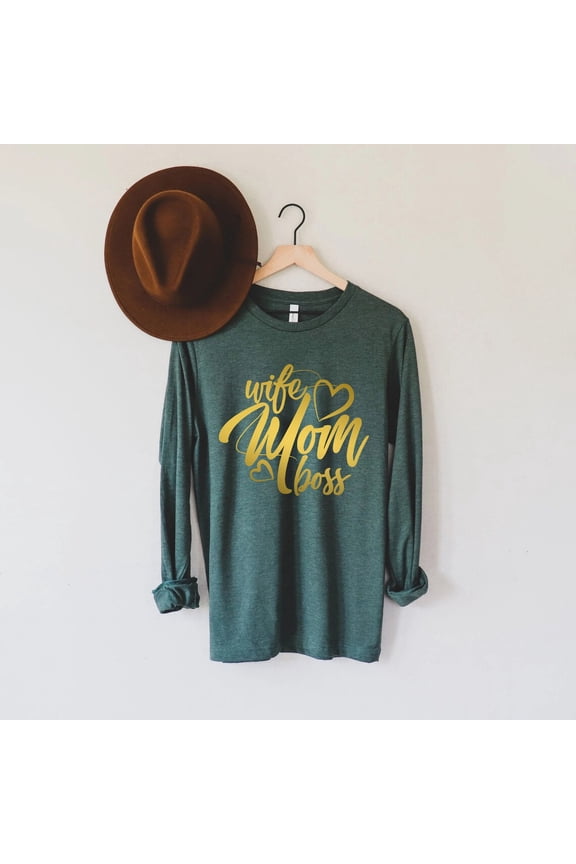 Wife Mom Boss Shirts, Happy Mother'S Day, Best Mom For Mom For Mom To Be For Her, Mother'S Day Shirt, Trendy, Long Sleeve Shirts Gift For Him/Her Sweatshirt