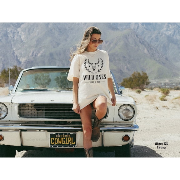 Simple Fit Wild Ones Never Die Shirt Western Tshirt Dress Boho Longhorn Skull Shirt Vintage Cowgirl Shirt S-5Xld Nashville T-Shirt