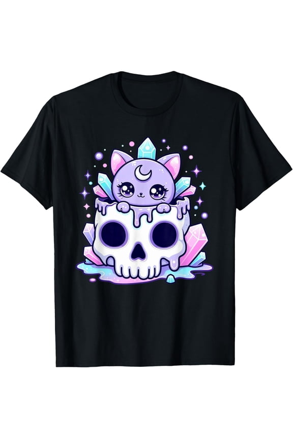 Witchy Cat Pastel Goth Cute Kawaii Aesthetic Creepy T-Shirt