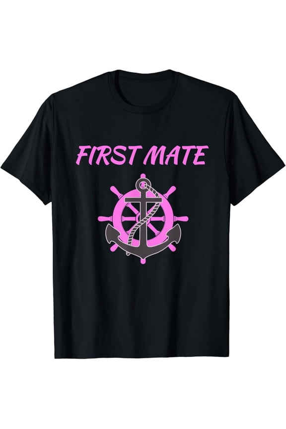 Women'S Pink First Mate Boat Anchor Nautical T-Shirt All Size S-5XL