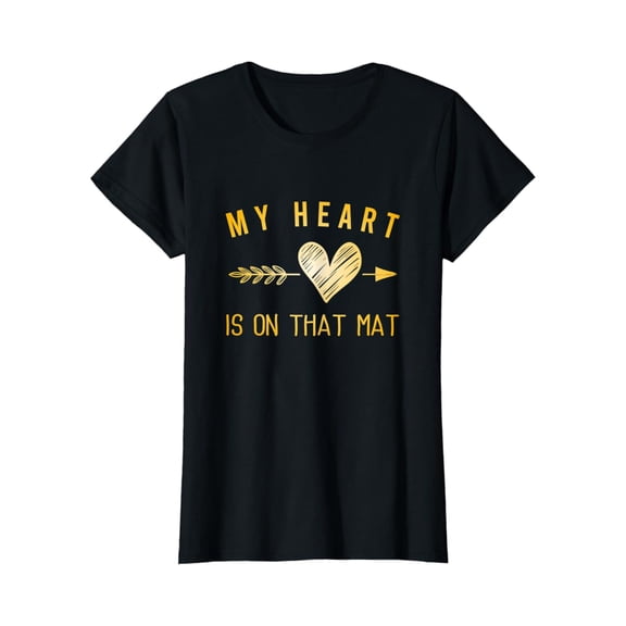 Simple Fit Womens My Heart Is On That Mat Shirt Wrestling Mom Jiu Jitsu Mom T-Shirt All Size S-5XL