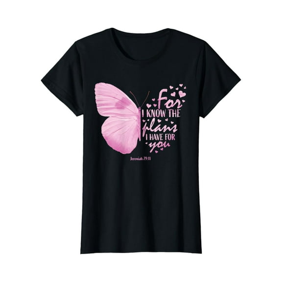Simple Fit Womens Pink Butterfly Religious Gifts Her Women Christian Sayings T-Shirt
