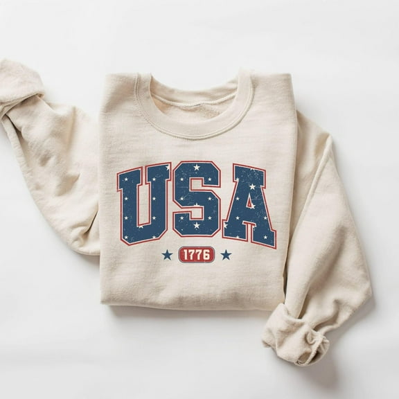 Simple Fit Womens Usa Est 1776 Sweatshirt, Retro Usa Shirt, America Sweatshirt, 4Th Of July Sweatshirt, Patriotic Sweatshirt, Red White And Blue All Size S-5Xl