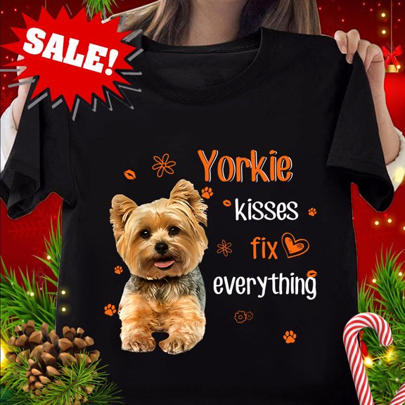 Simple Fit Yorkie Kisses Fix Everything T-Shirt Yorkie Dog Mom Dog Dad Tee Gift Gift For Him/Her Gift For Him/Her