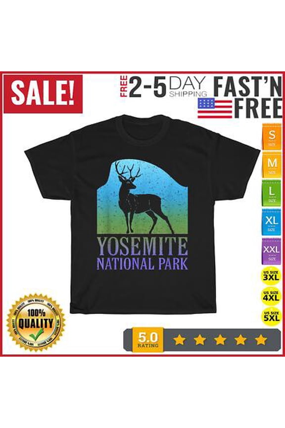 Yosemite National Park Half Dome Deer Souvenir Travel Vintage T Shirt Men Women All Size S-5XL