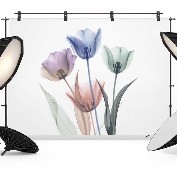 Simple Floral Backdrop for Photography, Blue Green Purple Flower Leaves Pattern Photo Backdrop Portrait Background Party Banner Photo Backgrounds for Studio Booth Props, 7x5ft