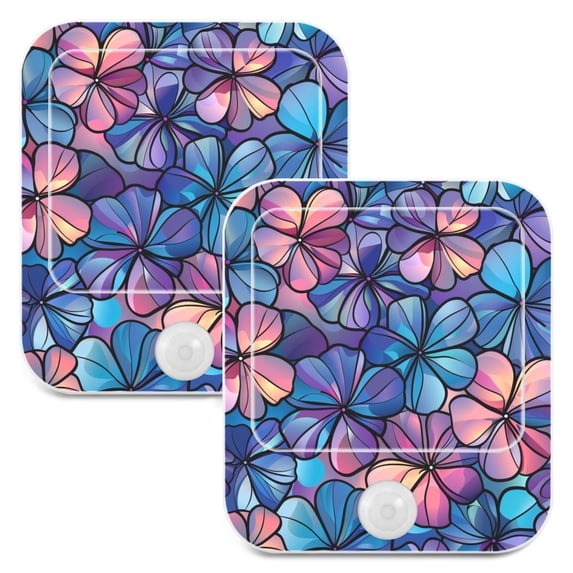 Simple Floral Flowers Night Lights Plug into Wall LED with Auto Light Sensor Warm Light for Kids Hallway Bedroom Living Room Kitchen Bathroom Set of 2