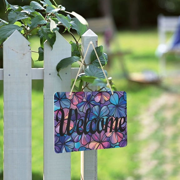 Simple Floral Flowers Welcome Sign for Front Door Porch Wreath Door Sign Home Decoration Rustic Farmhouse Style