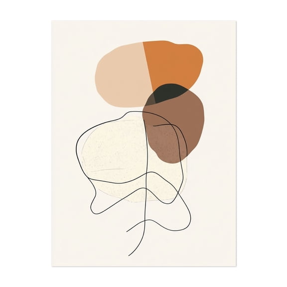 Simple Floral Line Art - Line Drawing Abstract Minimalist Modern Art Geometric Line Art Boho Mid-Century Modern Unframed Wall Art Print 36 x 48 inches
