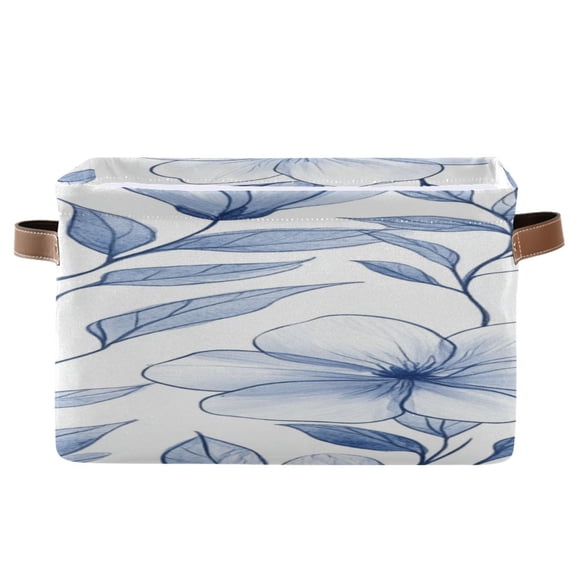 Simple Flower Sketch Square Storage Bins with Handles Collapsible Containing Box 1 Pack