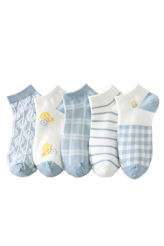 Simple Flower Women's Socks , , Breathable Mesh Invisible Socks , Thin summer socks , Size One Size , 5 Pairs