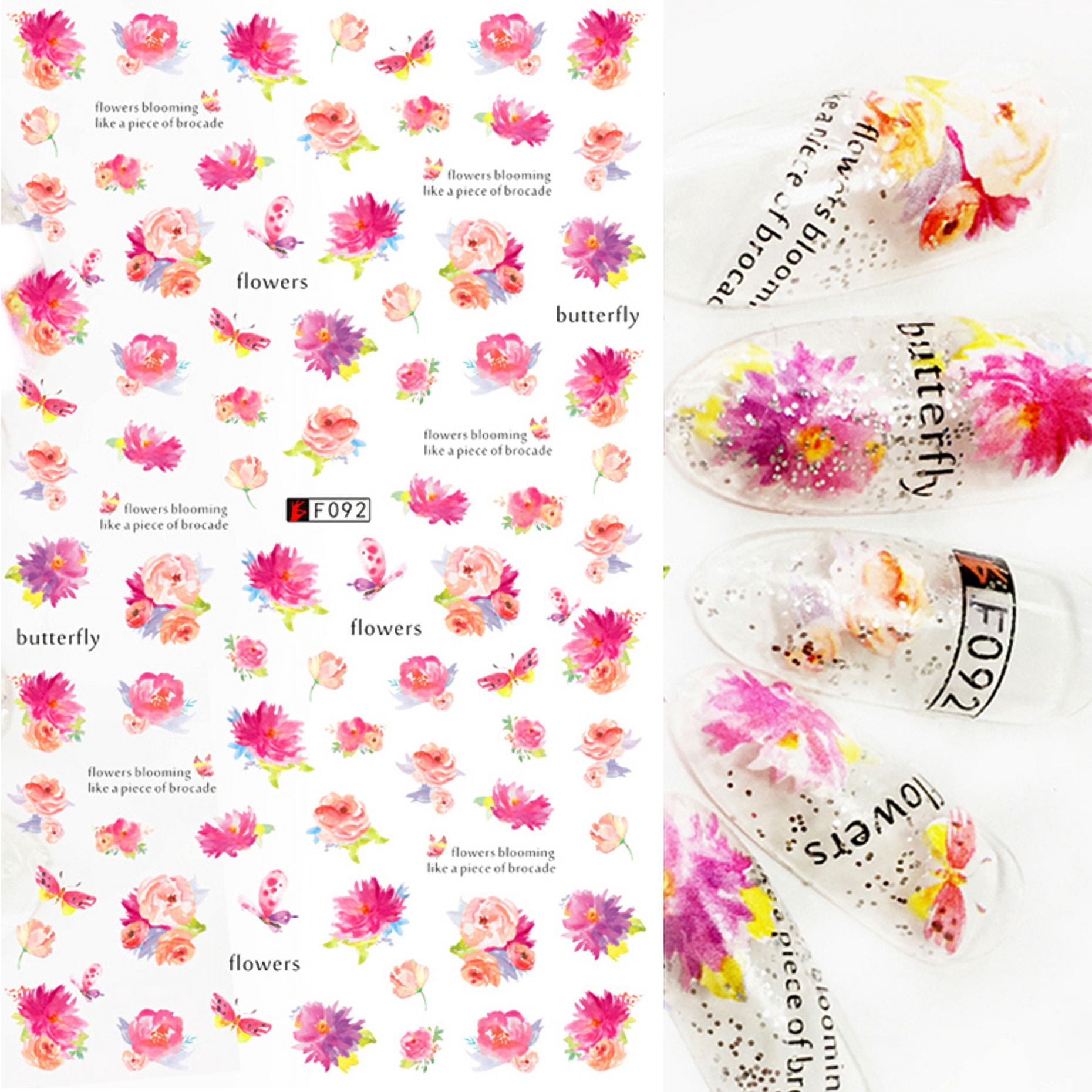 Simple Flowers 3D Nail Stickers Spring Summer Blossom Floral Tulip Fruit Nail Art Decals Adhesive Sliders Manicure Decorations