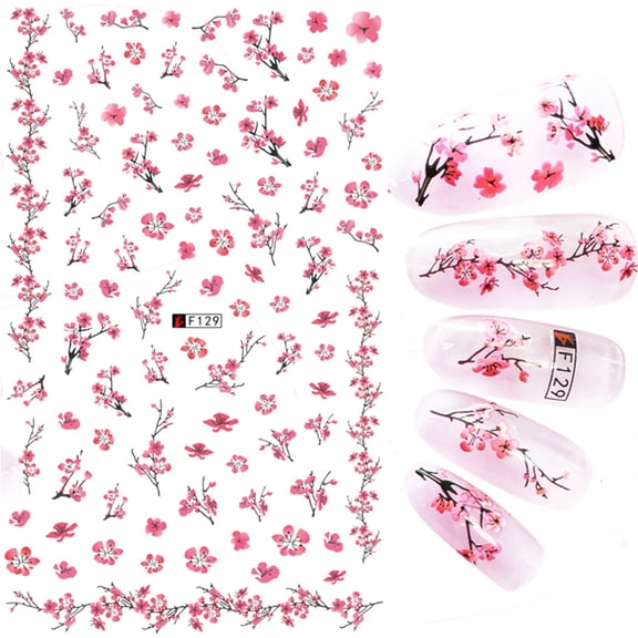 Simple Flowers 3D Nail Stickers Spring Summer Blossom Floral Tulip Fruit Nail Art Decals Adhesive Sliders Manicure Decorations