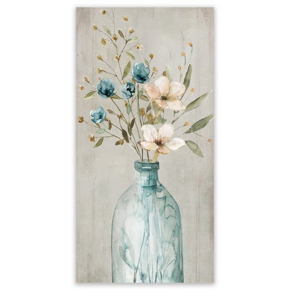 Simple Flowers Blue Vase Gallery-Wrapped Canvas Wall Art