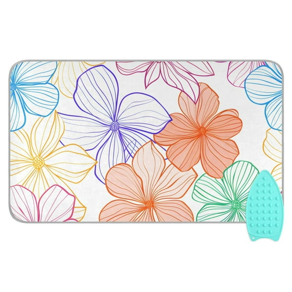 Simple Flowers Ironing Board Covers Heat Resistant Ironing Pad Mat Portable for Travel Washer Dryer Table