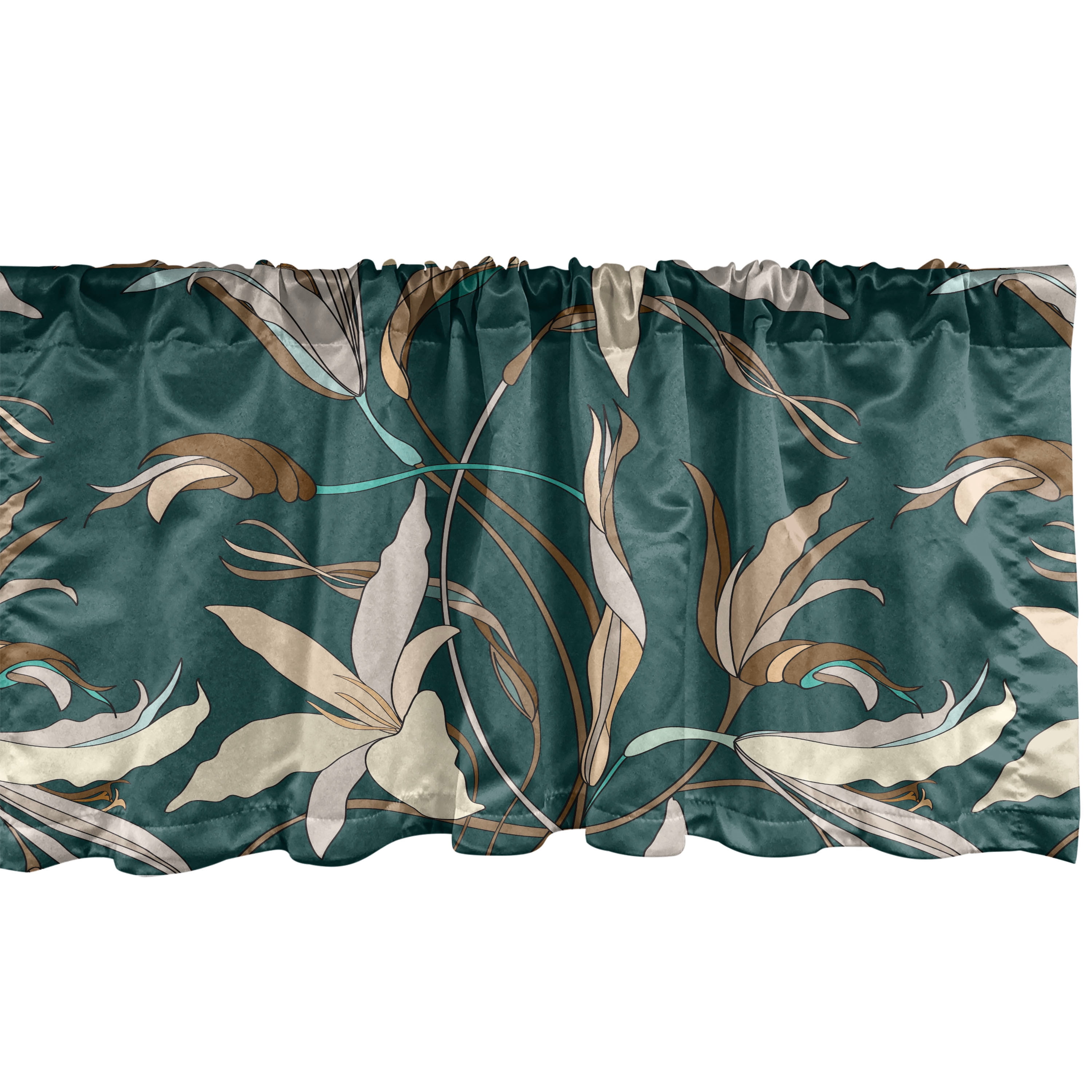 Simple Flowers Window Valance, Brownish Floral Design with Romantic ...