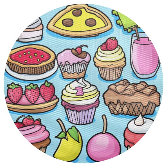 Simple Food Pattern 15.4in Diameter PVC Plate Mat, Heat-Resistant and Cuttable, Kitchen Decor