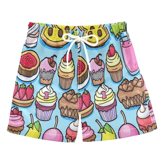 Simple Food Pattern Boys' Swim Trunks Beach Pool Shorts Quick Dry Soft Fabric Classic Fit
