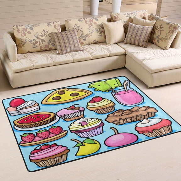 Simple Food Pattern Soft Polyester Area Rug 36''x24'', Non Slip, Memory Foam, Water Absorbent