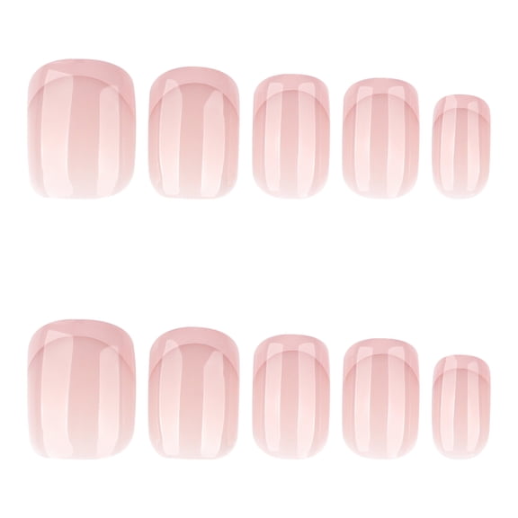 Simple French rose pink press-on nails, short square style, hot-selling false nails