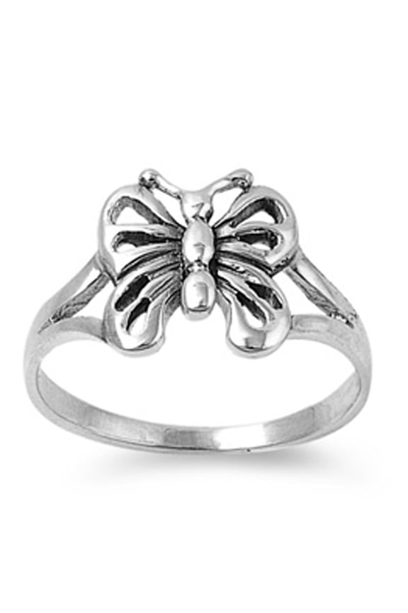Simple Friendship Butterfly Fantasy Ring 925 Sterling Silver Band Jewelry Female Male Unisex Size 9