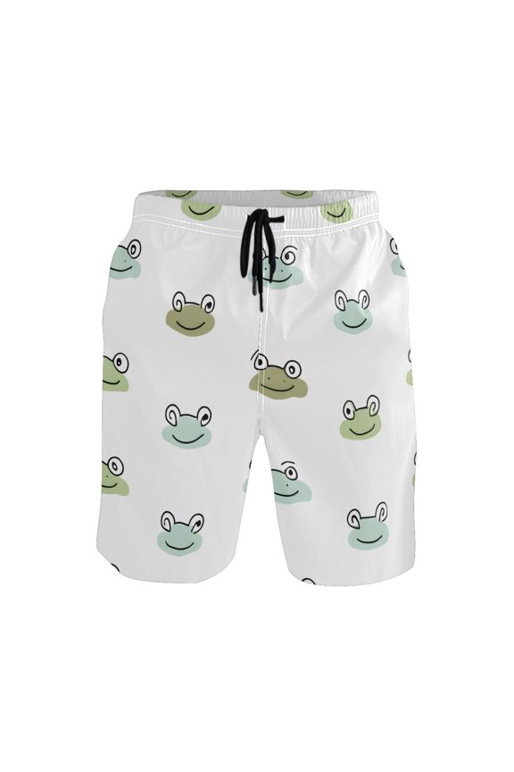 Simple Frog Pattern Mens Swim Trunks Quick Dry Board Shorts Breathable Fit Beach Shorts Swimwear