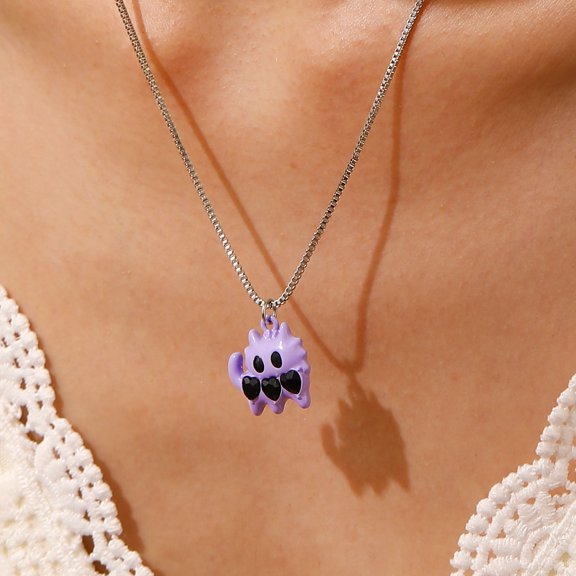 Simple Funny Cat Heart Zircon-like Necklace