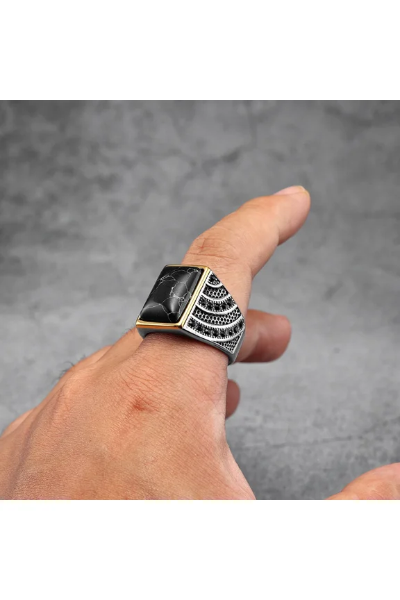 Simple Gemstones Rings 14K White Gold Ring Trendy Luxury Men Elegant Rhinestone for Male Boyfriend Jewelry Classic Gift